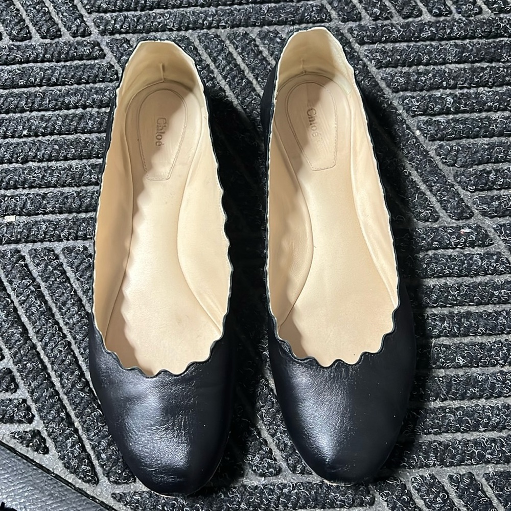 Chloe scallop flats black women’s 39